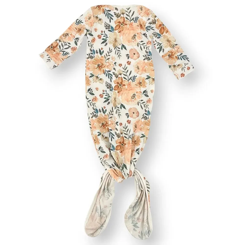 Copper Pearl Autumn Floral Print Knit Swaddle Blanket Knotted Gown Lot Newborn